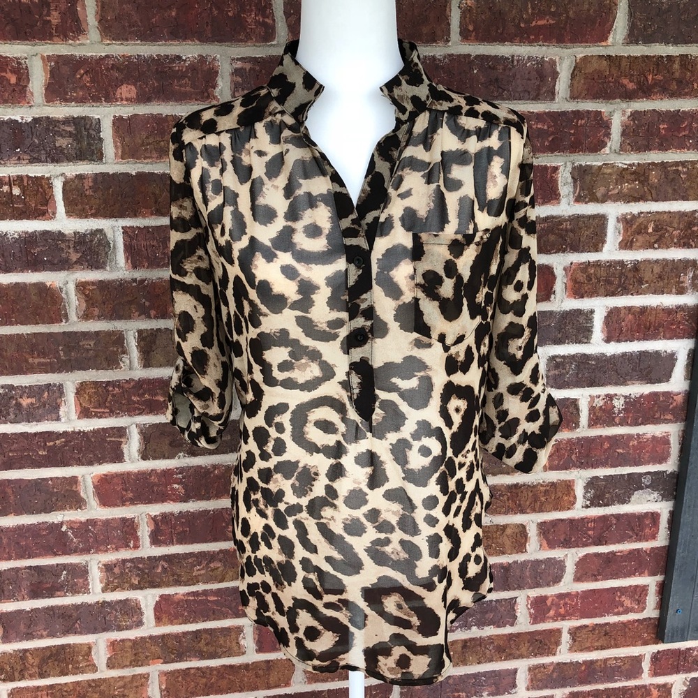 Women’s Xtaren Sheer Animal Print Blouse Small